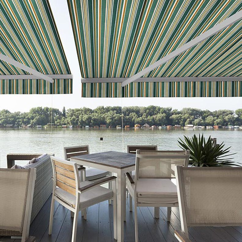 tessuto per tende da sole righe assortite – verde abete/bianco lana,  image number 11