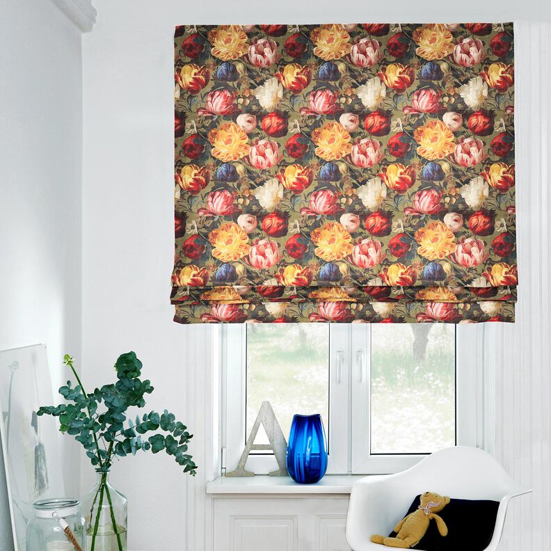velluto arredo Peonie – cachi/rosso scuro,  image number 6