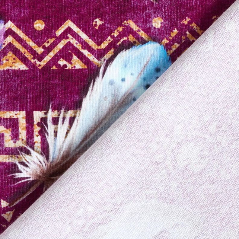 French terry Piume boho | Glitzerpüppi  – uva/aragosta,  image number 4