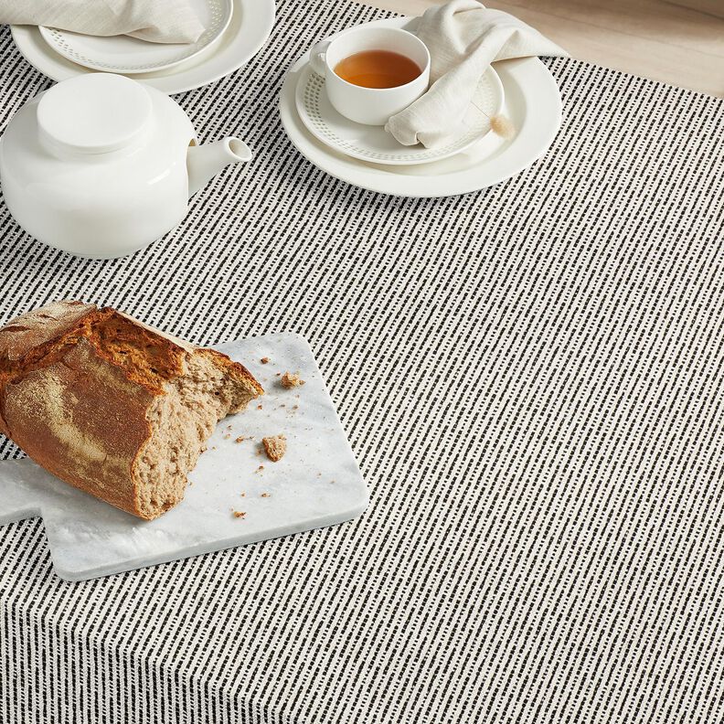tessuto arredo Jacquard Strisce rustiche – nero/naturale,  image number 5