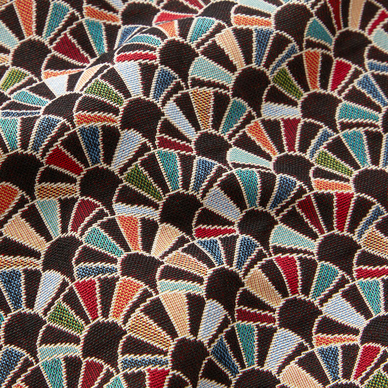 tessuto arredo gobelin Ventagli retrò – nero/rosso carminio,  image number 2