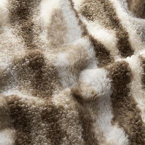 Pelliccia sintetica a righe astratte – bianco lana/talpa | Resto 70cm, 