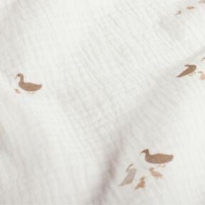 mussolina / tessuto doppio increspato Famiglia di anatre – bianco lana/naturale, 