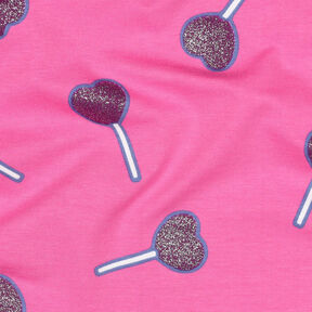 jersey di cotone Lecca lecca a forma di cuore glitterato | Poppy Fabrics – pink, 