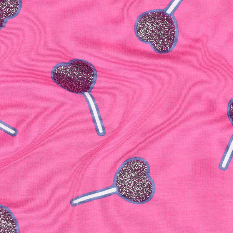 jersey di cotone Lecca lecca a forma di cuore glitterato | Poppy Fabrics – pink, image number 2