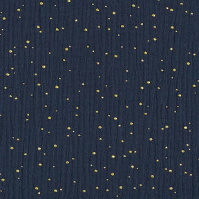 mussola di cotone, macchie dorate sparse – blu marino/oro, 