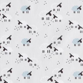 popeline di cotone Pecore sul prato – grigio chiaro, 