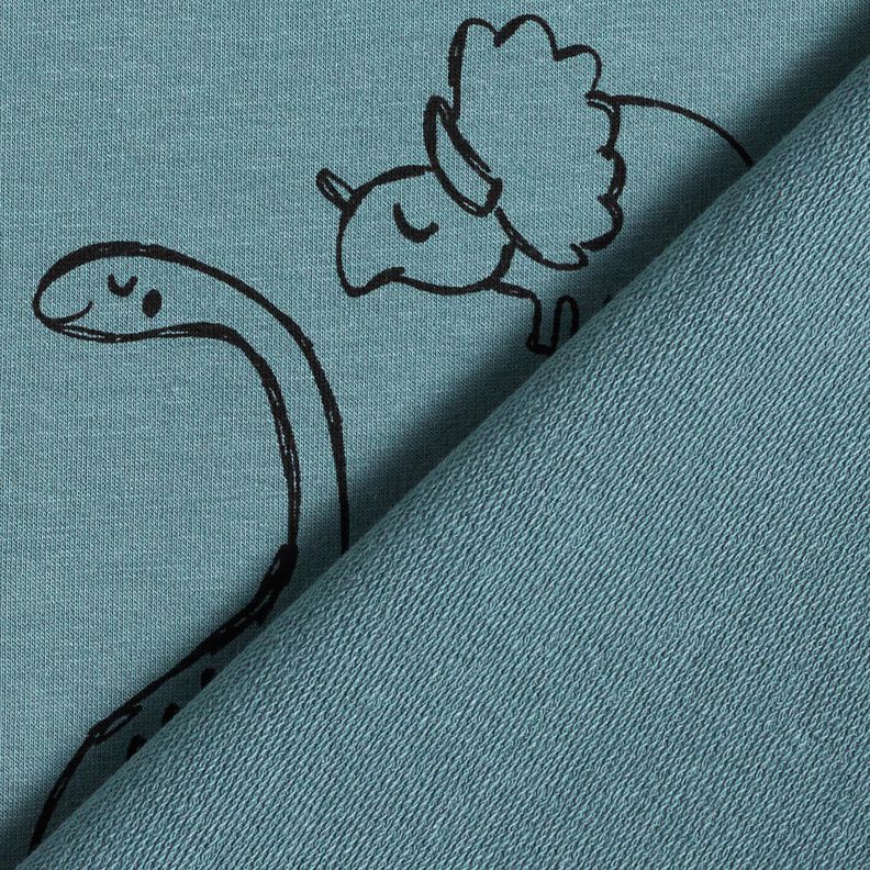 French terry, felpa estiva Grandi dinosauri scarabocchiati &ndash; blu,  image number 4