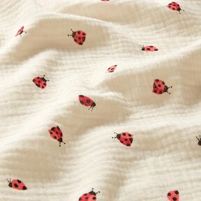 mussolina / tessuto doppio increspato Dolci coccinelle – bianco lana, 