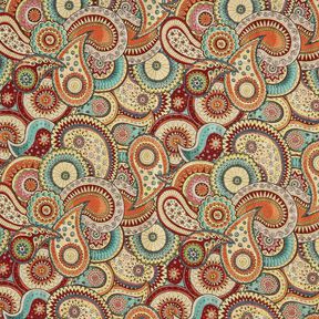 tessuto arredo gobelin Paisley astratto – beige chiaro/rosso carminio, 