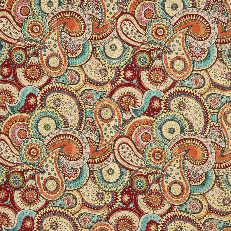 tessuto arredo gobelin Paisley astratto – beige chiaro/rosso carminio,  image number 1