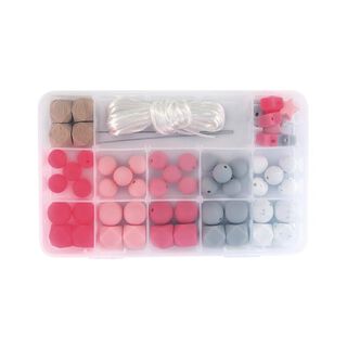 scatola con perline di silicone | Rayher – rosa, 