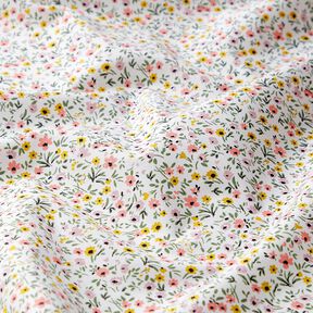 tessuto in cotone cretonne Fiorellini delicati – bianco/rosa anticato, 