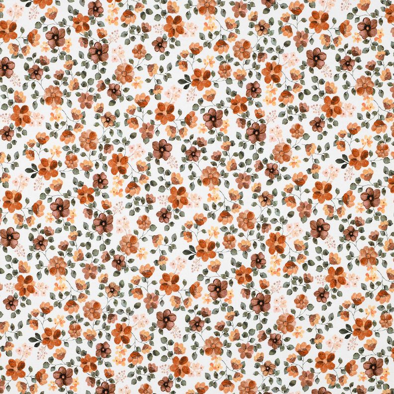GOTS jersey di cotone fiori autunnali stampa digitale – bianco/rosé,  image number 1