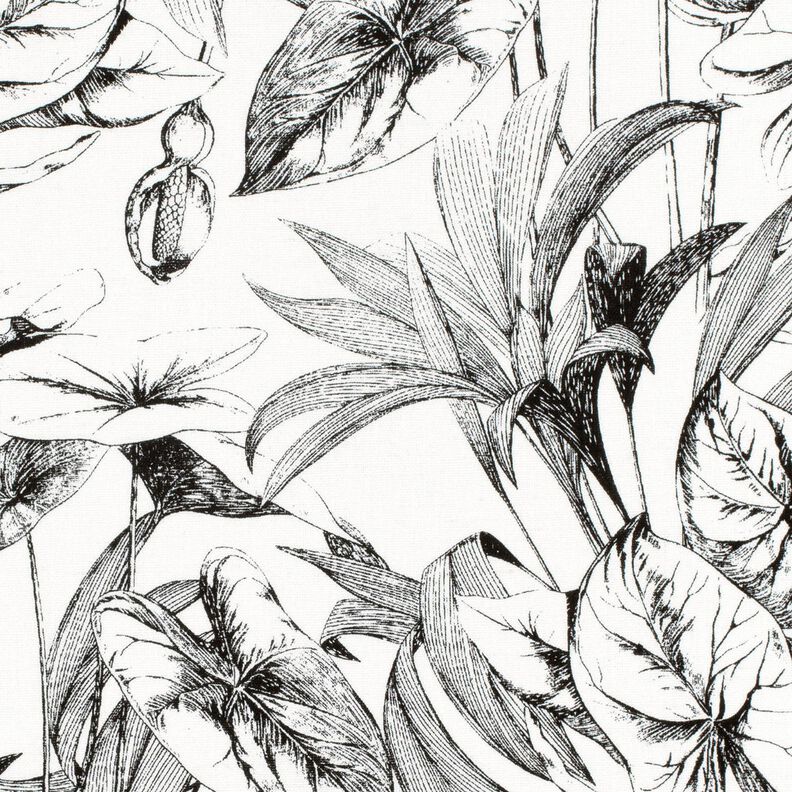 misto lino viscosa Piante tropicali – bianco lana/nero,  image number 5