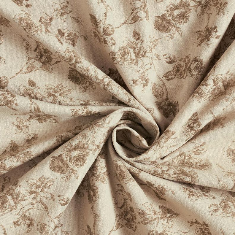 tessuto in cotone Rose antiche – tortora chiaro/duna, image number 3