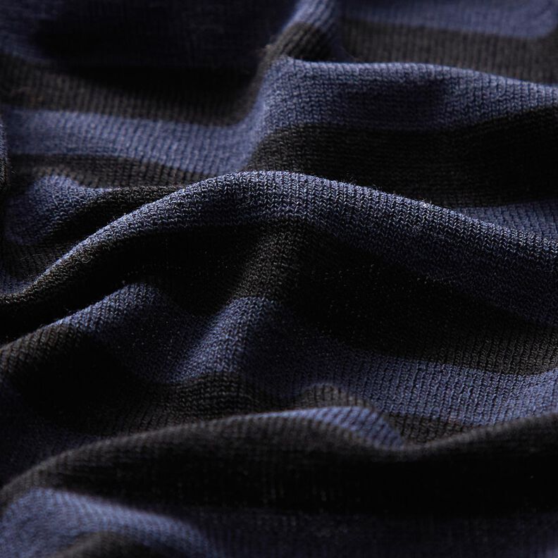Jersey misto viscosa-seta a righe – blu marino/nero,  image number 2