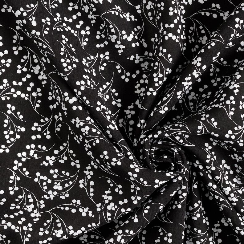 Tessuto in viscosa con rami di bacche – nero, image number 3