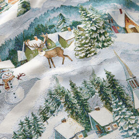 tessuto arredo gobelin Paesaggio invernale – avorio/turchese chiaro, 