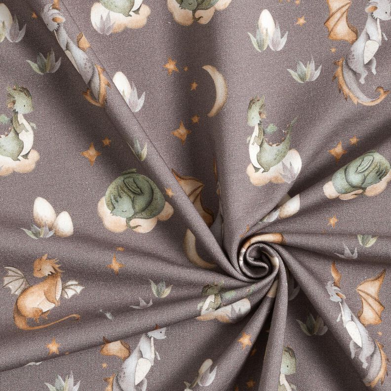 French terry, felpa estiva Draghi carini stampa digitale – talpa scuro,  image number 3