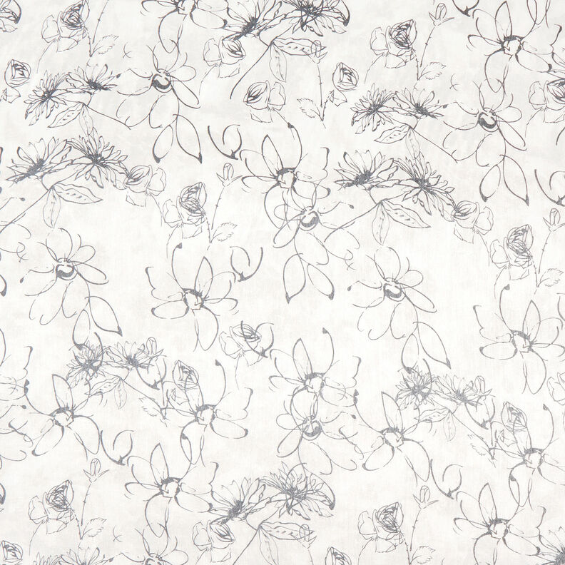 Mix viscosa disegno floreale con lucentezza metallica – bianco/nero,  image number 1