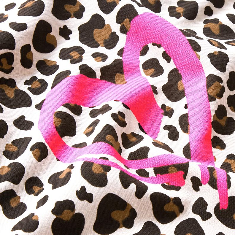 French terry, felpa estiva Cuori di leone e Neon – anacardo/fucsia neon, image number 6