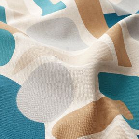 tessuto arredo mezzo panama Forme astratte – naturale/petrolio, 