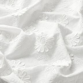 fine batista di cotone Margherite Tridimensionali – bianco, 