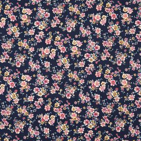 cotone rivestito Fiori romantici – blu marino, 