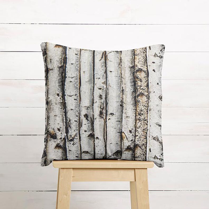 tessuto arredo mezzo panama tronchi di betulla – grigio chiaro,  image number 8