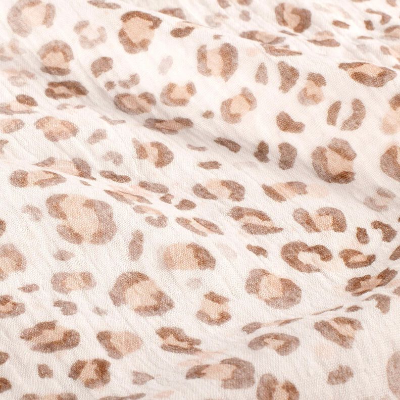 mussolina / tessuto doppio increspato Acquerello Leopardato stampa digitale – avorio,  image number 2
