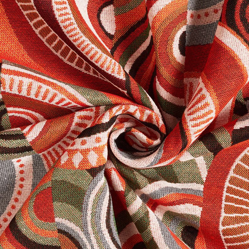 tessuto arredo gobelin Semicerchi astratti – terracotta/verde, image number 3
