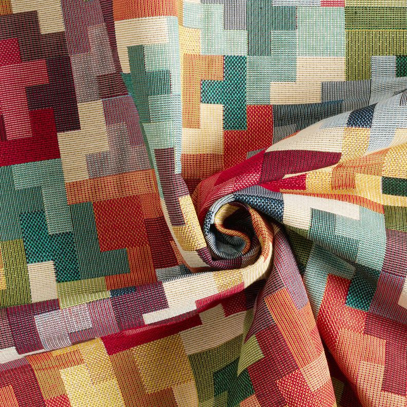 tessuto arredo gobelin Tetris – rosso carminio/verde,  image number 3