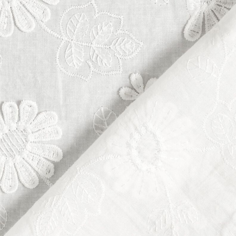 fine batista di cotone Margherite Tridimensionali – bianco,  image number 5