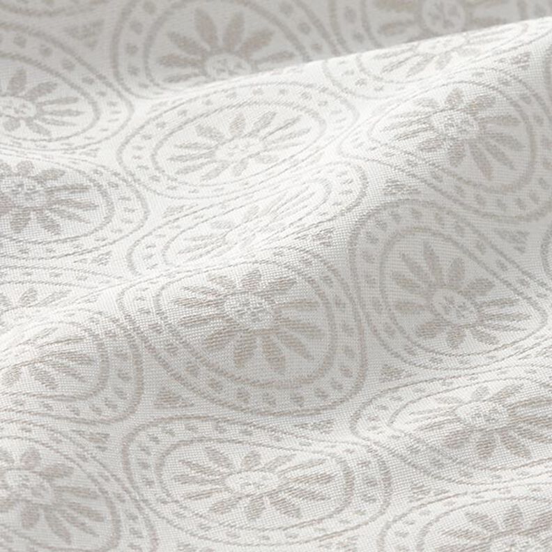 Tessuto jacquard da esterni motivi ornamentali e cerchi – grigio chiaro/bianco lana,  image number 2