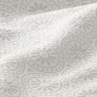 Tessuto jacquard da esterni motivi ornamentali e cerchi – grigio chiaro/bianco lana, 