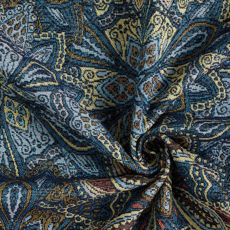 tessuto arredo gobelin fiori mandala – nero/blu,  image number 3