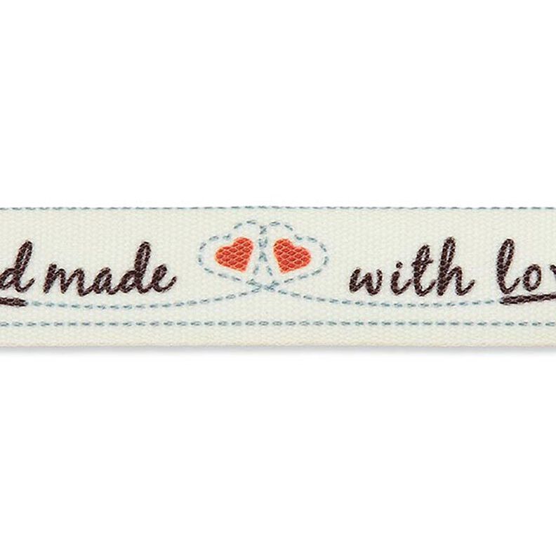 nastro handmade with love [ 15 mm ] – bianco lana/rosso,  image number 1