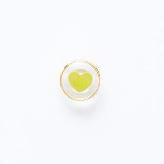 bottone con gambo, cuore e bordo dorato [ Ø 11 mm ] – giallo/oro, 