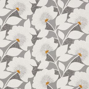 tessuto arredo mezzo panama Grandi fiori 280 cm – grigio, 