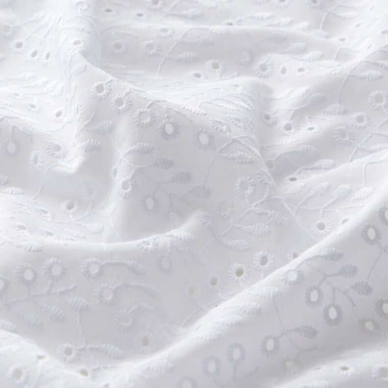 batista ricami a giorno Tralci di foglie – bianco,  image number 2