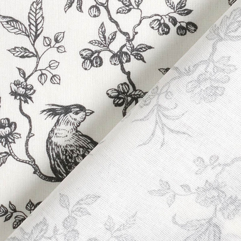 tessuto in cotone cretonne Uccelli – grigio ardesia/bianco lana,  image number 4