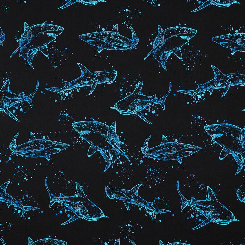 jersey di cotone Squali | Glitzerpüppi – nero/turchese chiaro,  image number 1