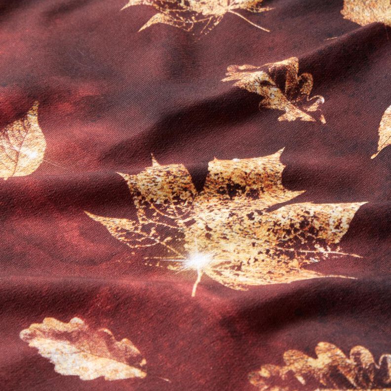 French terry Autunno dorato | Glitzerpüppi – rosso borgogna/oro,  image number 7