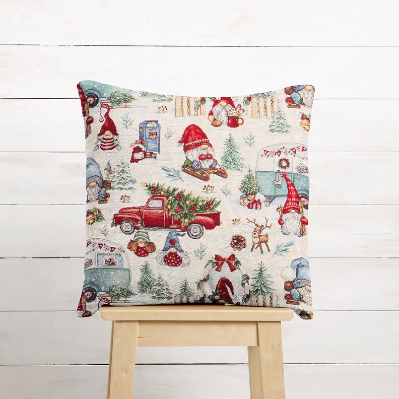 tessuto arredo gobelin Gnomo di Natale – beige chiaro/rosso, image number 9