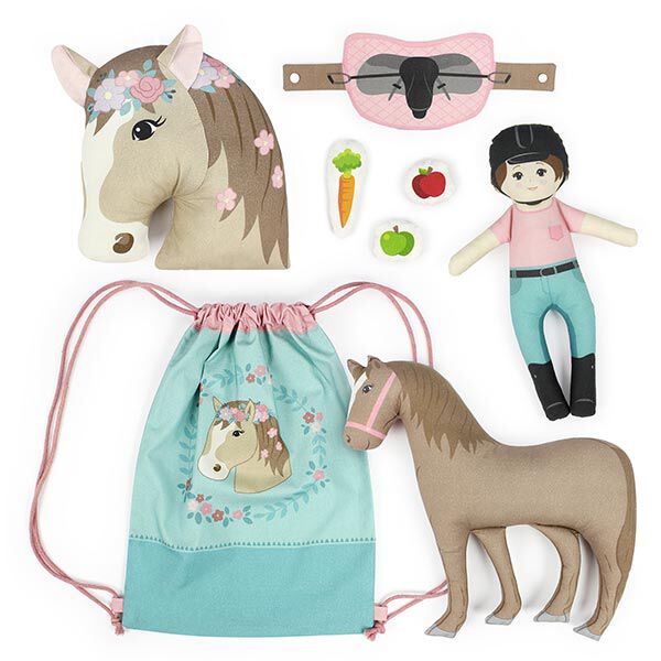 HORSE LOVE Cut & Sew, taglio di tessuto in cotone con cavalli [ 80 x 155 cm ] | Kullaloo,  image number 2