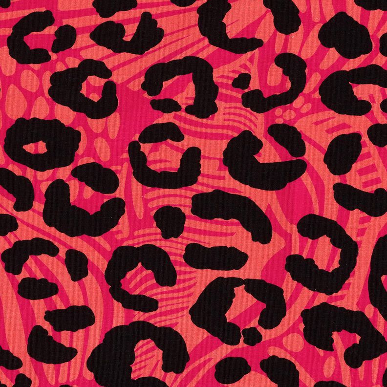 French terry, felpa estiva Leone e fiori – pink/arancione, image number 5