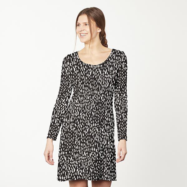 jersey di viscosa, pois a goccia – nero/bianco, image number 6
