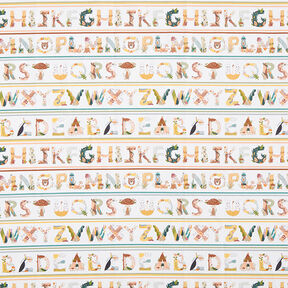 tessuto in cotone popeline Lettere di animali – bianco, 