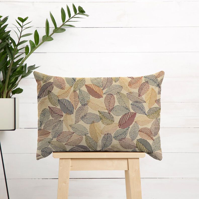 tessuto arredo gobelin Schizzi di foglie – beige chiaro/verde,  image number 5